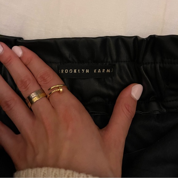 Black Leather Tie Shorts - Picture 2 of 3